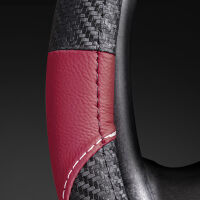 Lenkradbezug aus Kunstleder Universal für 37-39cm durchmesser, Dunkelrot-Schwarz