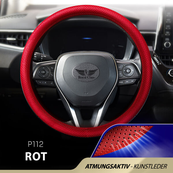 Lenkradbezug aus Kunstleder Universal für 37-39cm durchmesser, Rot