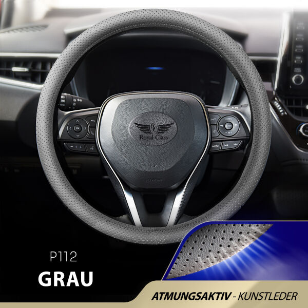 Lenkradbezug aus Kunstleder Universal für 37-39cm durchmesser, Grau