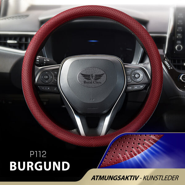 Lenkradbezug aus Kunstleder Universal für 37-39cm durchmesser, Dunkelrot