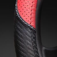 Lenkradbezug aus Kunstleder Universal für 37-39cm durchmesser, Rot-Schwarz