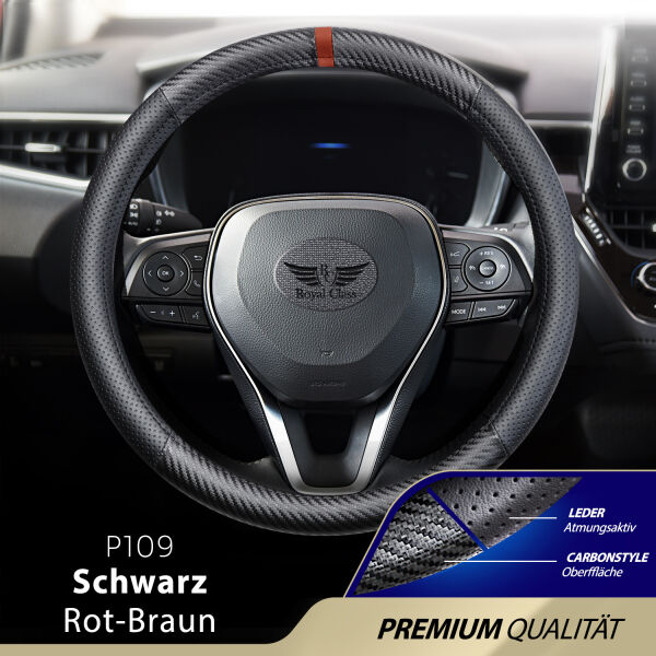 Lenkradbezug aus Kunstleder Universal für 37-39cm durchmesser, Braun-Schwarz