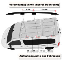 Dachreling passend für Toyota Proace Verso L3 Flügeltüren ab 2016 (Grau) mit ABE
