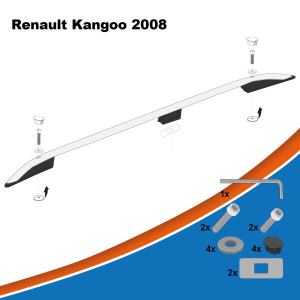 Dachreling Renault Kangoo Rapid I, Bj 97 - 08, Schwarz, ABE/TÜV Bei