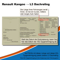 Dachreling passend für Renault Kangoo L3  Baujahr ab 2008 Aluminium mit ABE