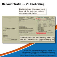 Dachreling passend für Renault Trafic L1 Baujahr ab 2015 (Schwarz) mit ABE